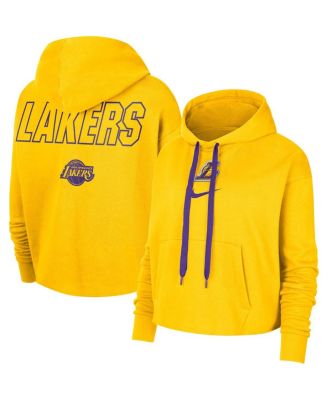 Women's Gold Los Angeles Lakers Courtside Cropped Pullover Hoodie