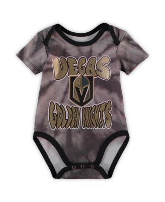 Newborn and Infant Boys and Girls Black, White Vegas Golden Knights Monterey Tie-Dye Two-Pack Bodysuit Set