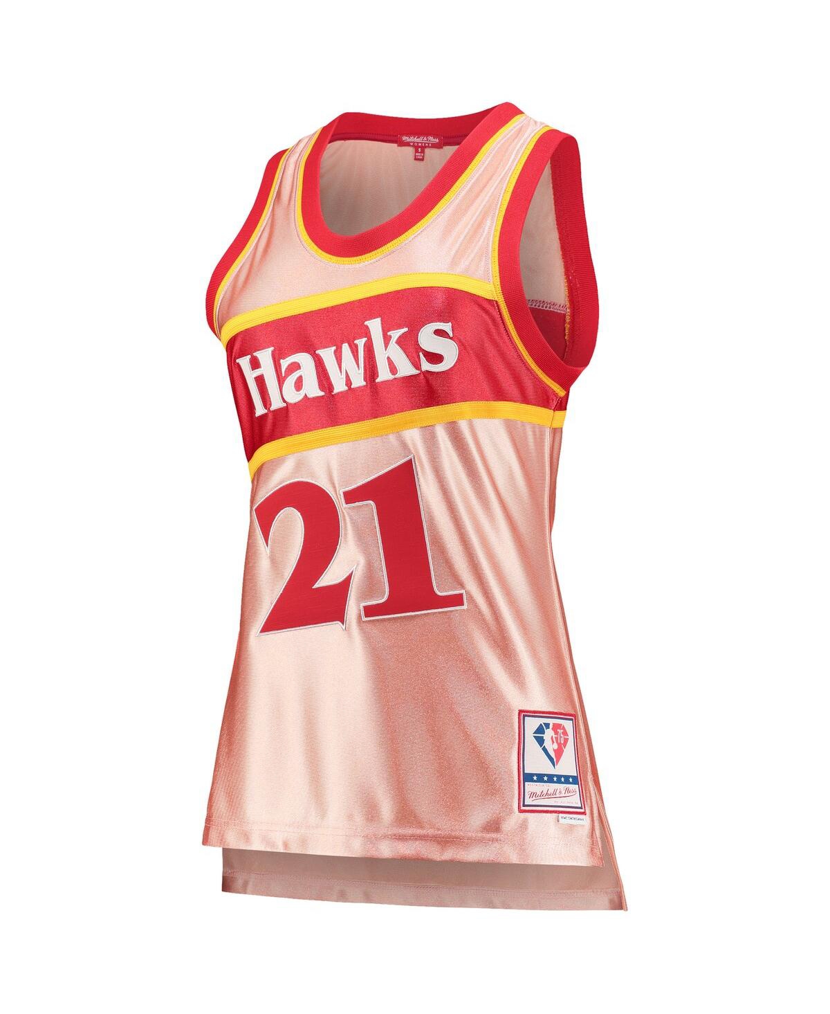 Women's Mitchell & Ness Dominique WilkinsAtlanta Hawks 75th Anniversary Rose Gold 1986 Swingman Jersey - Pink