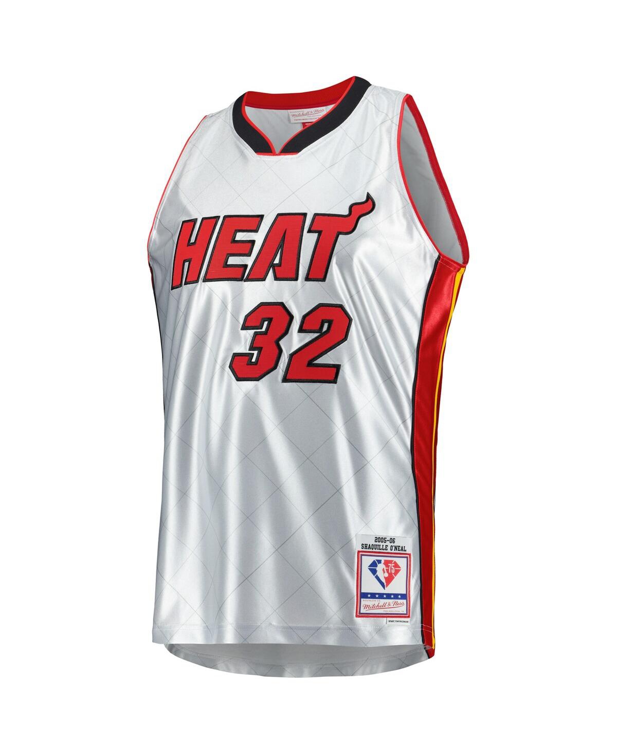 Men's Mitchell & Ness Shaquille O'NealMiami Heat 2005-06 Hardwood Classics 75th Anniversary Swingman Jersey - Platinum