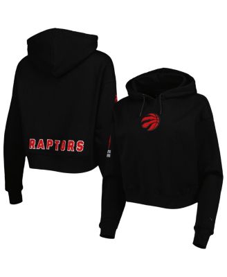 Women's Black Toronto Raptors Classic Fleece Cropped Pullover Hoodie
