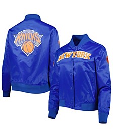 Women's Blue New York Knicks Classics Satin Full-Snap Jacket