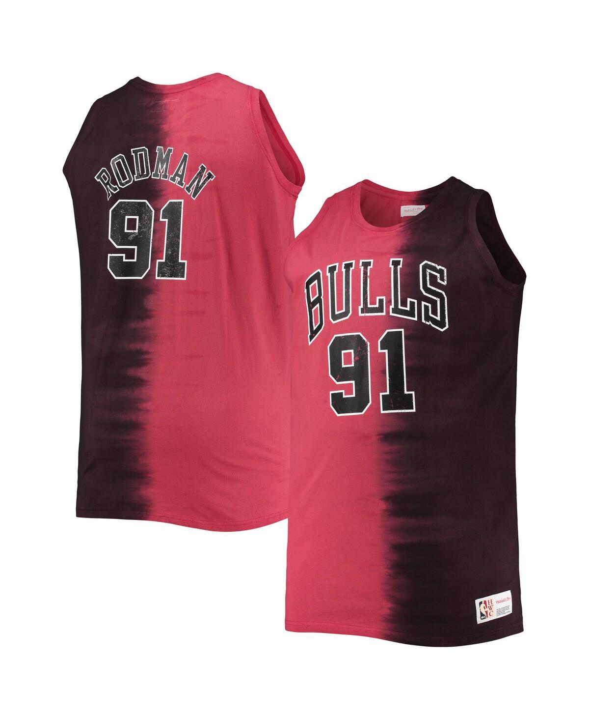 Men's Mitchell & Ness Dennis Rodman Red Chicago Bulls Big and Tall Profile Tie-Dye Player Tank Top - Red