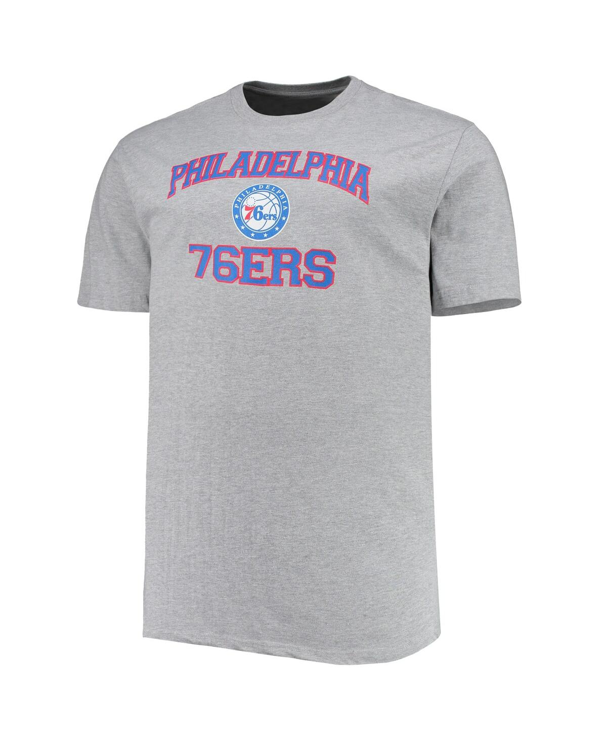 Profile Men's Heathered Gray Philadelphia 76ers Big And Tall Heart And Soul T-shirt In Heathered Gray