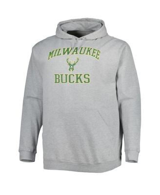Men's Heathered Gray Milwaukee Bucks Big and Tall Heart and Soul Pullover Hoodie