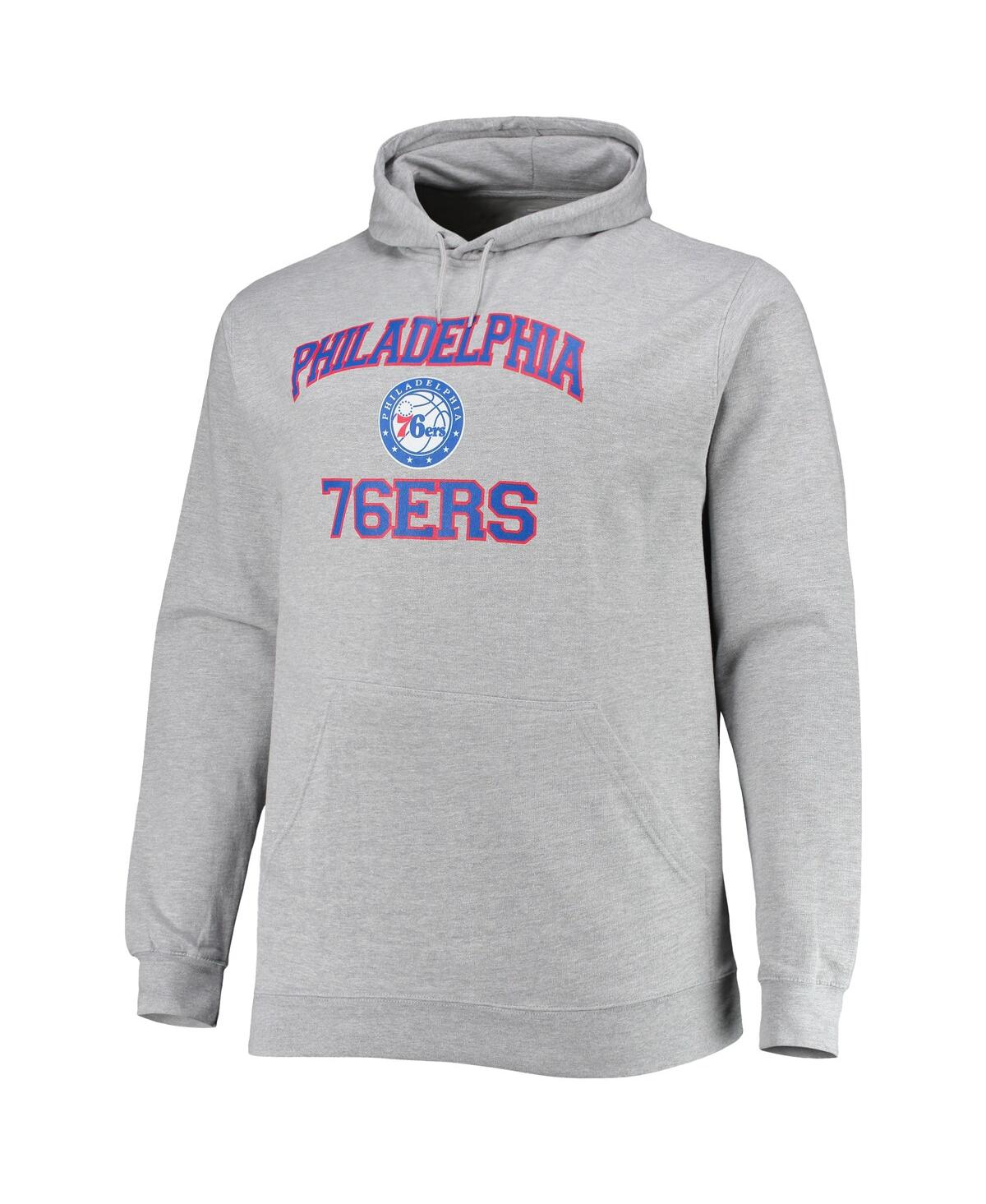 Profile Men's Heathered Gray Philadelphia 76ers Big And Tall Heart And Soul Pullover Hoodie In Heathered Gray