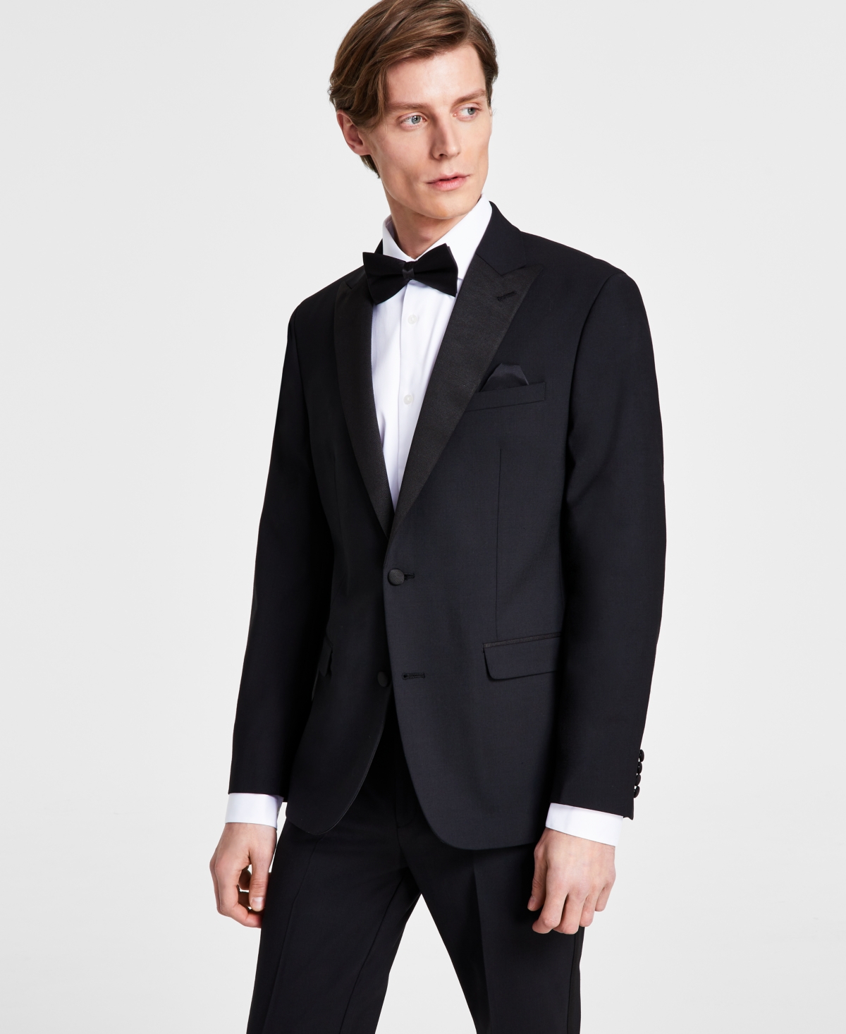 Men's Slim-Fit Faille-Trim Tuxedo Jacket, Created for Macy's - Black