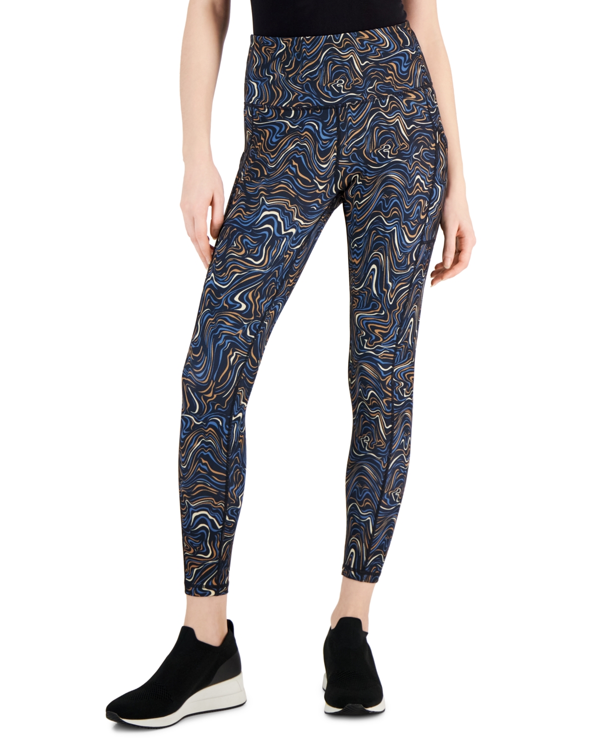 Id Ideology Women's Compression Printed 7/8 Leggings, Created For Macy's In  Marble Blue Cast