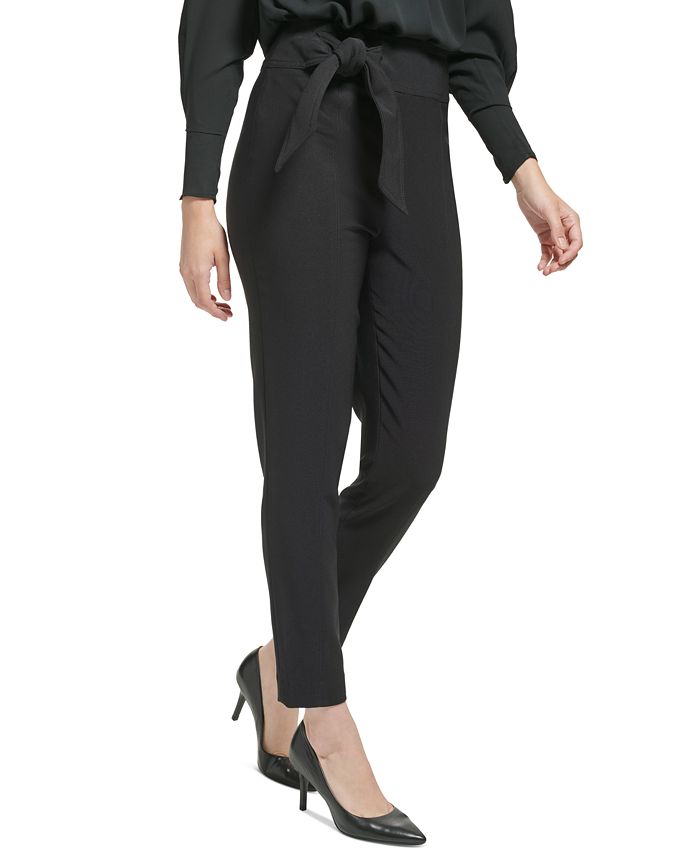 Calvin Klein Women's Lux Tie Waist Pants Black Size 16