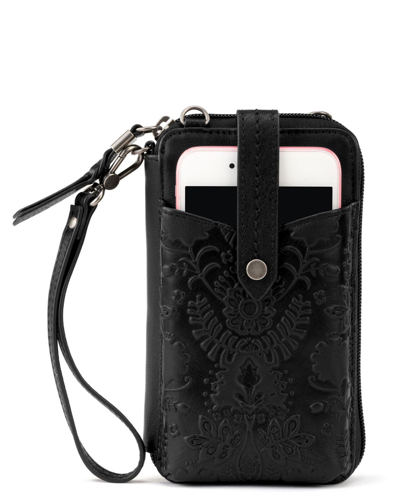 Женская сумка The Sak Silverlake Leather Convertible Smartphone Crossbody, цвет: Чёрный с принтом — фото 1