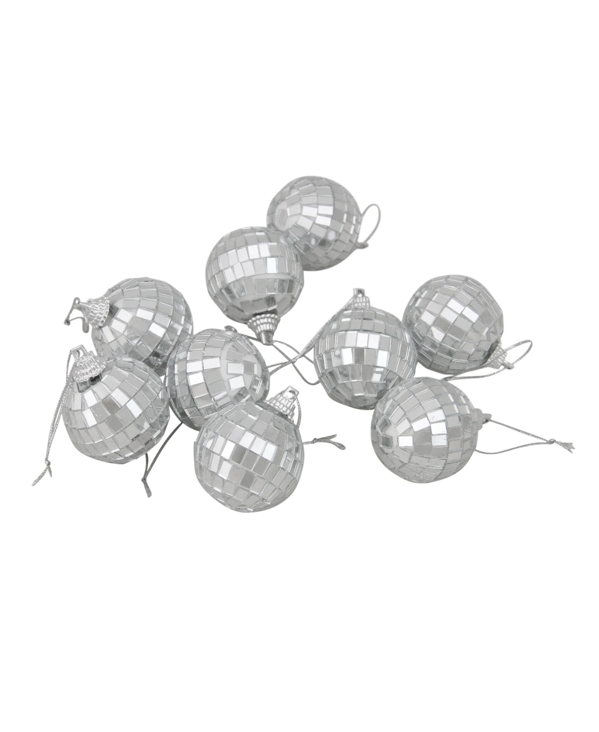 Northlight 9 Count Splendor Mirrored Glass Disco Ball Christmas Ornaments 40mm Set, 1.5" In Silver-tone