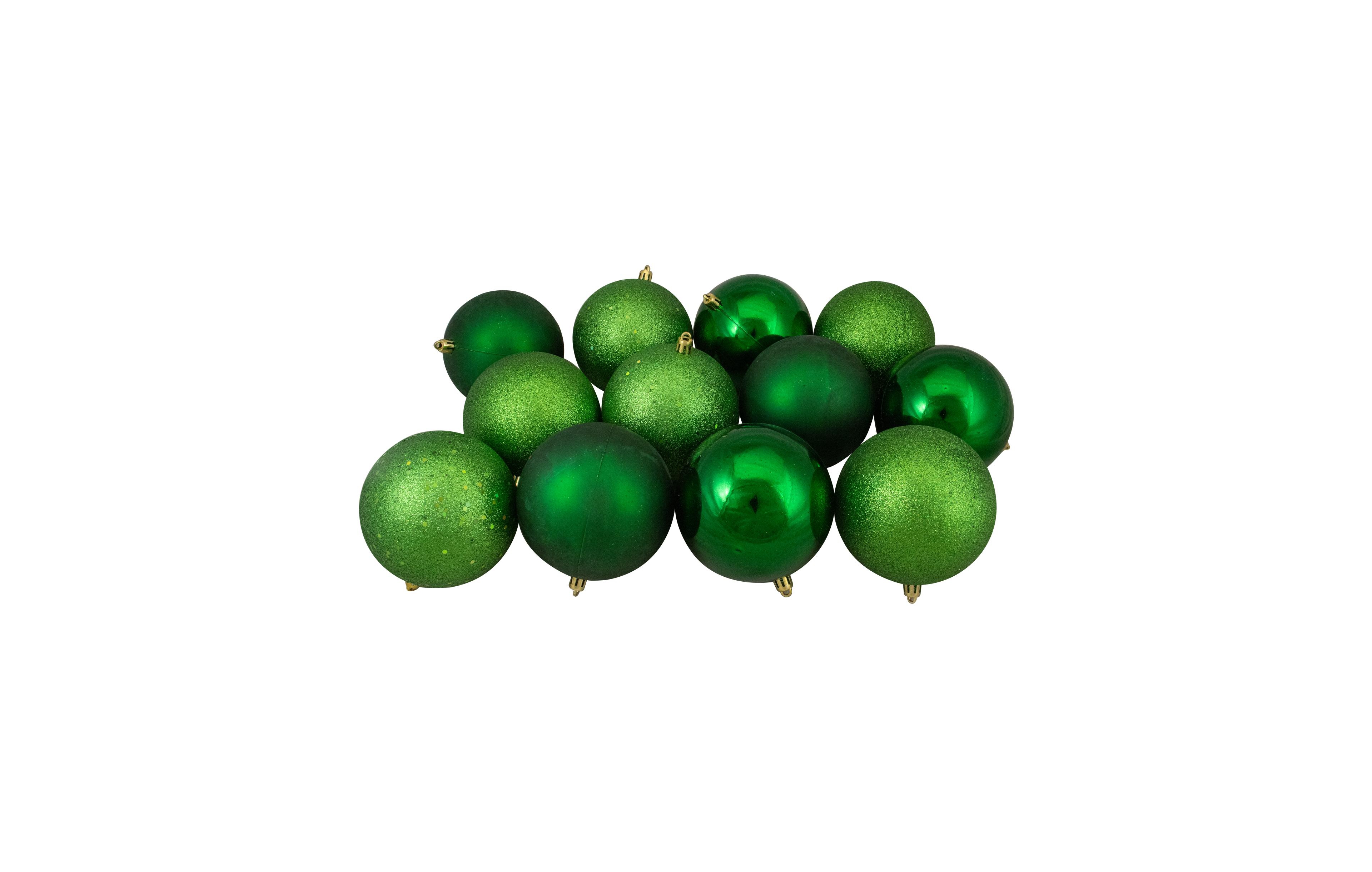 Northlight 12 Count Shatterproof 4- Finish Christmas Ball Ornaments 100mm Set, 4"