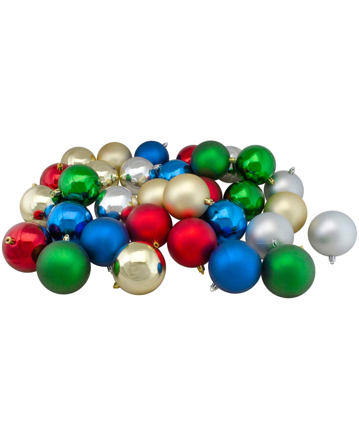 Northlight 60 Count Traditional Shatterproof 2- Finish Christmas Ball Ornaments 60mm Set, 2.5" In Red