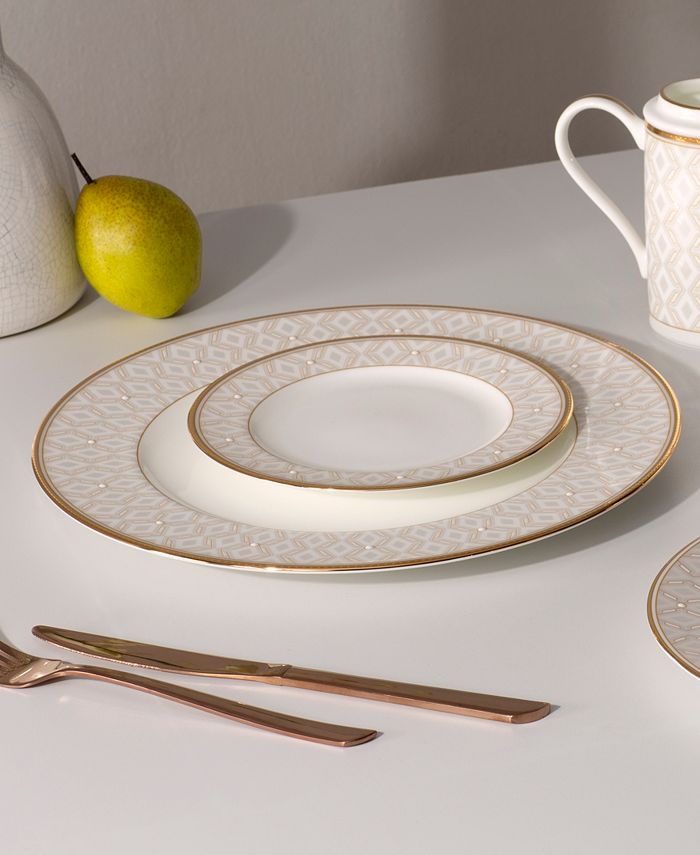 Noritake Noble Pearl Servizio Da Tavola 5 Pezzi In Porcellana Bone China – Crema/Bianco Con Bordo Dorato, Lavabile In Lavastoviglie