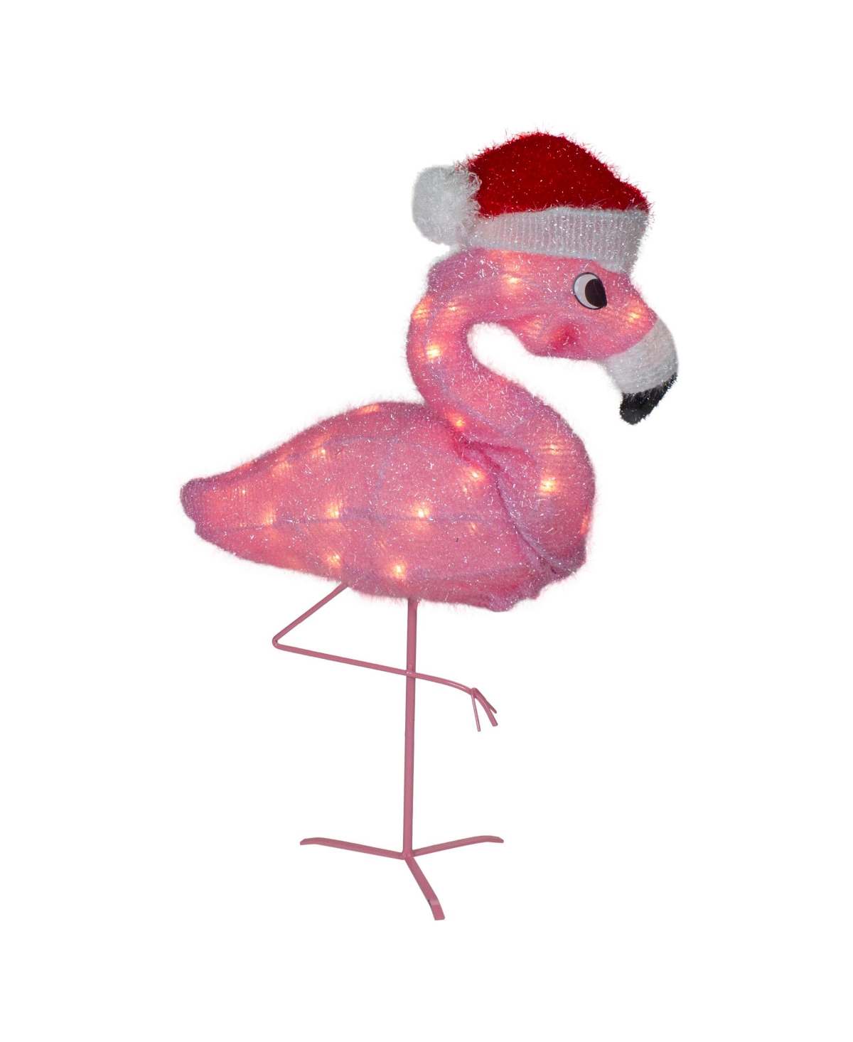 Northlight Flamingo In Santa Hat Outdoor Christmas Decoration, 24" In Pink