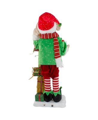 Santa's Little Animated Elf With Lighted Star Musical Christmas Figure, 30"