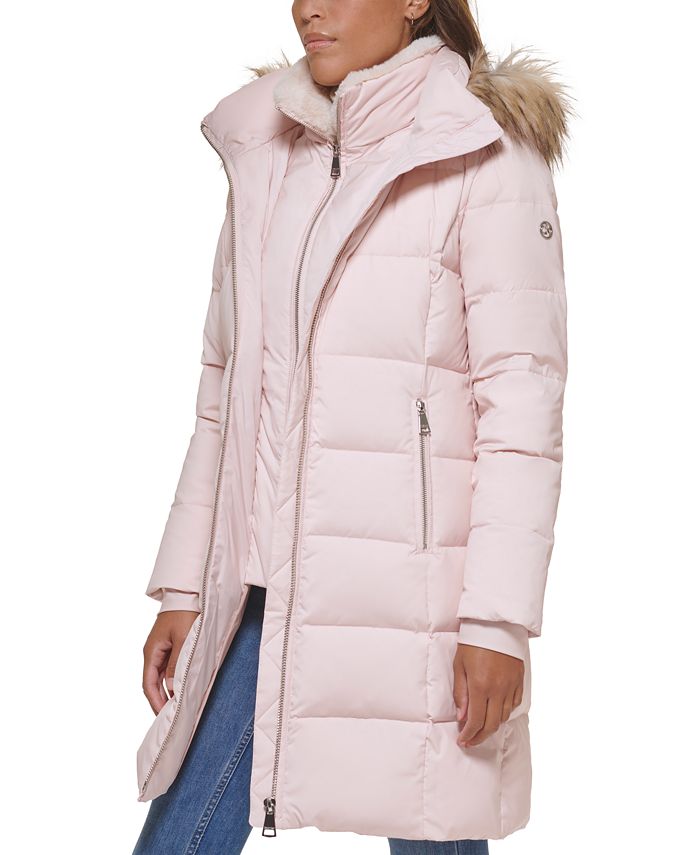 Calvin Klein Womens Faux Fur Trim Puffer Coat Black Size 2x