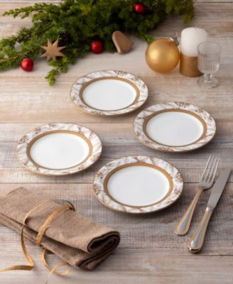 Charlotta Gold Set of 4 Holiday Harvest Appetizer Plates, 6.25"