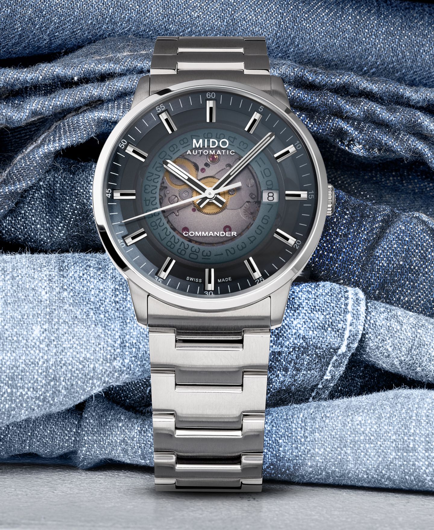 Мужские часы Mido Swiss Automatic Commander Stainless Steel Bracelet Watch 40mm — фото 7