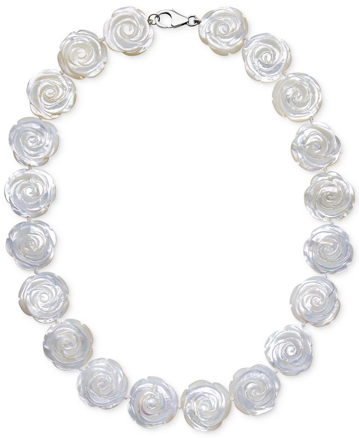 Macy's - Mother of Pearl Flower Collar Necklace in Sterling Silver (20mm)