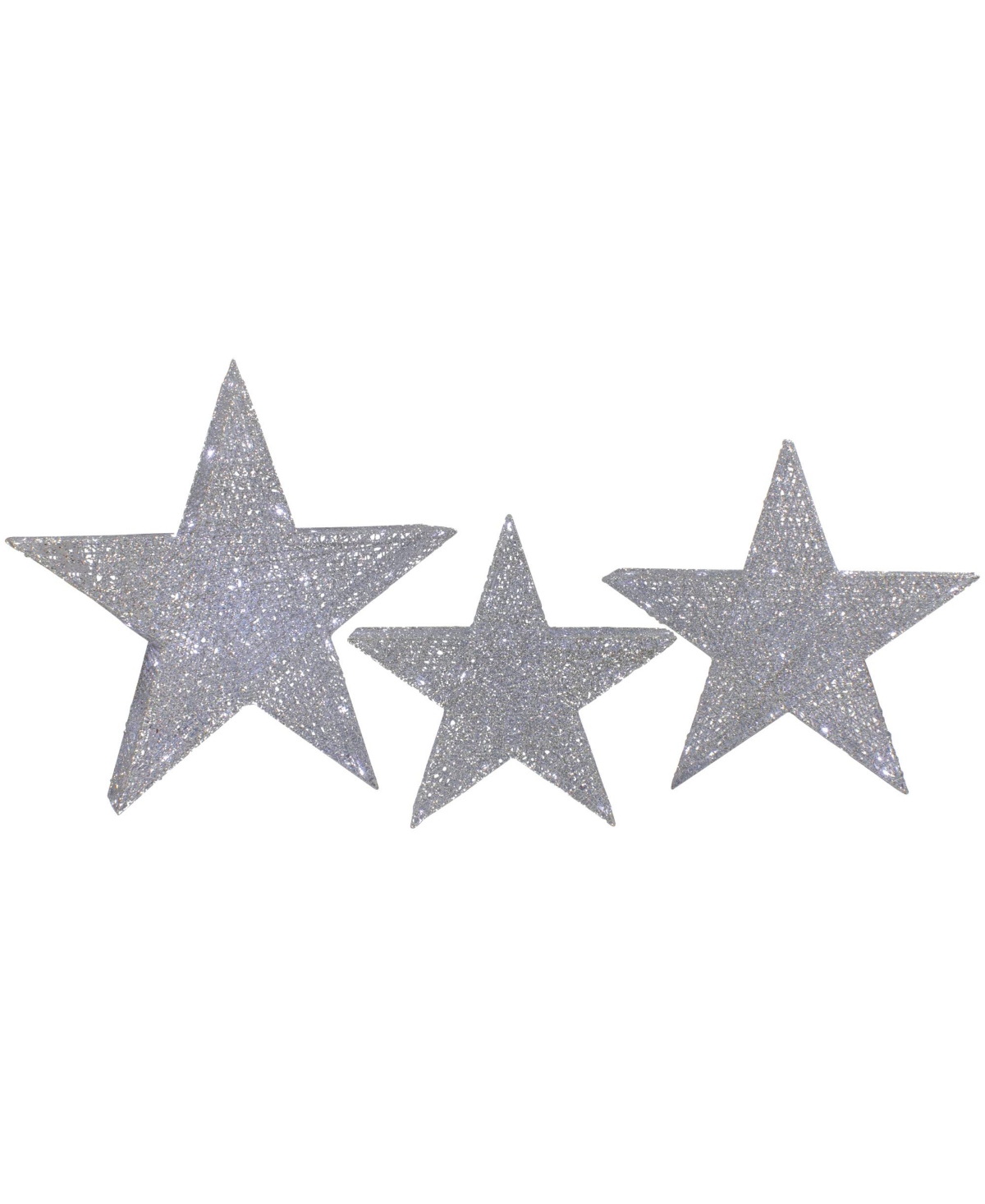 Northlight 24" Led Lighted Stars Outdoor Christmas Decorations, Set Of 3 In Silver-tone