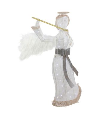 Led Lighted Lace Angel With Flute Outdoor Christmas Decoration, 36"