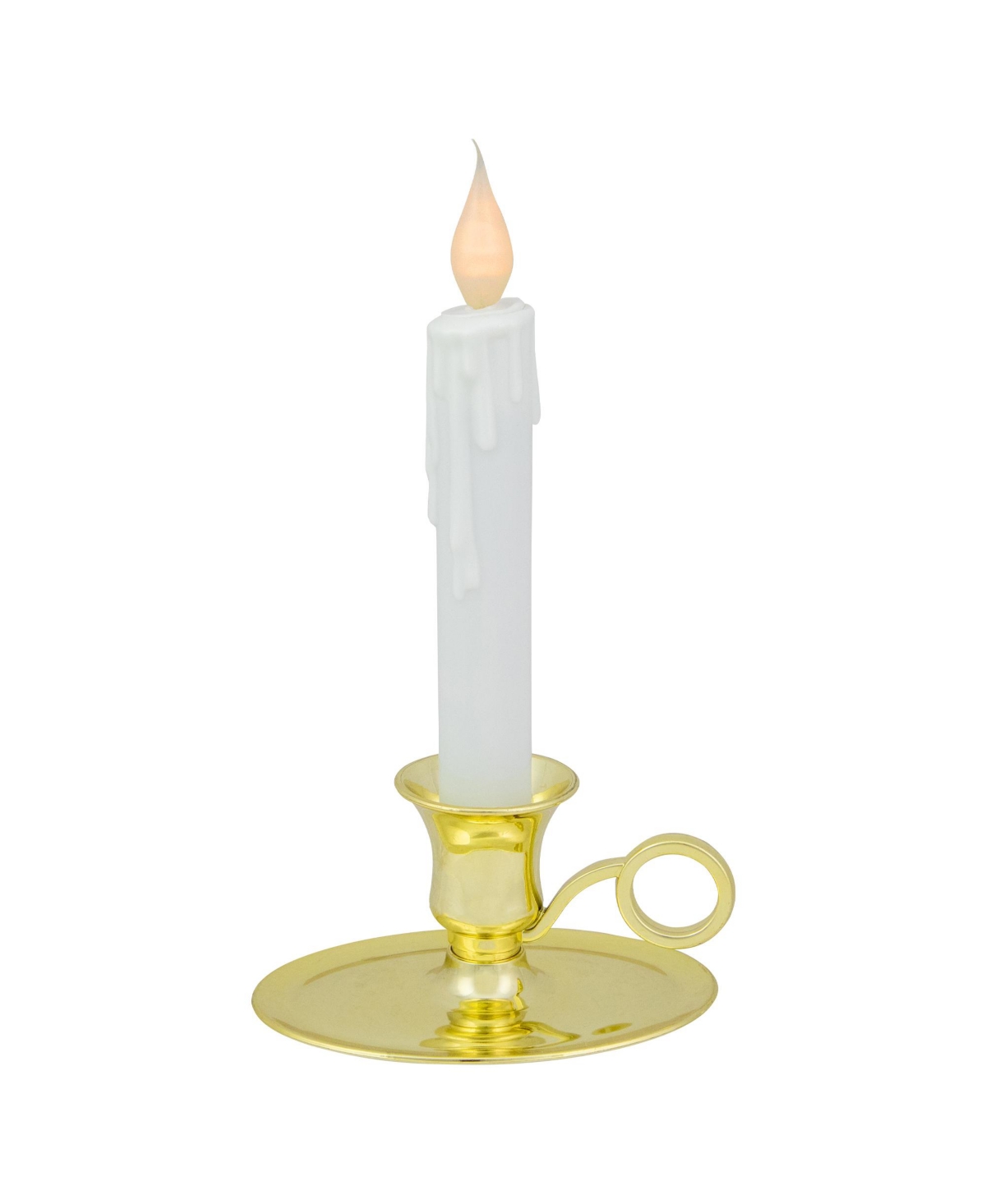 Pre- Lit Led Lighted Christmas Candle Lamp With Oval Handle Base, 8" - White