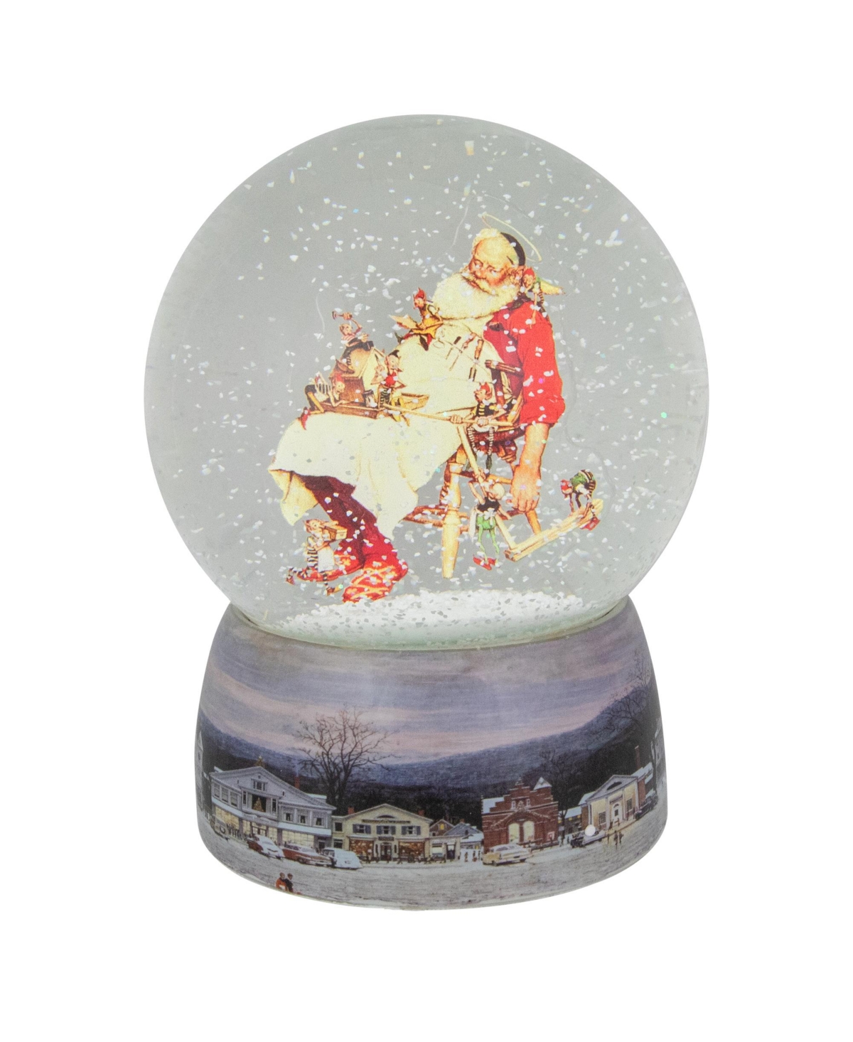 Shop Northlight Norman Rockwell Santa And His Helpers Christmas Snow Globe, 6.5" In White
