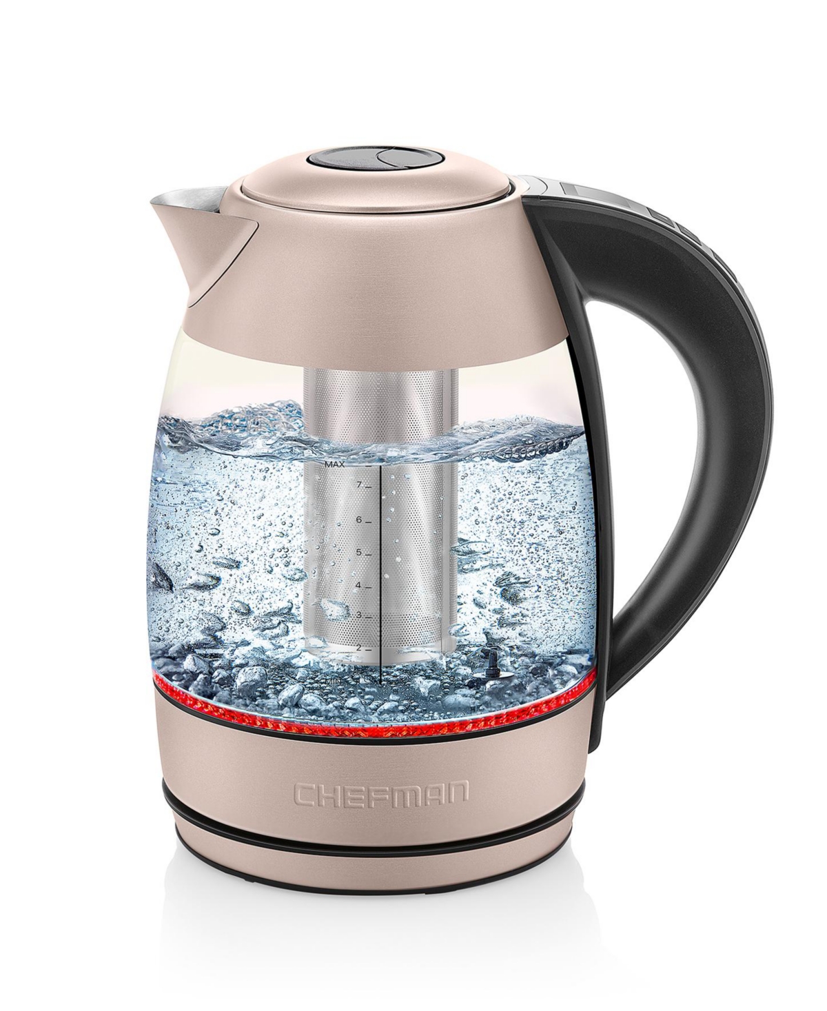 Chefman 1.7 Liter Glass Precision Control Electric Kettle In Rose