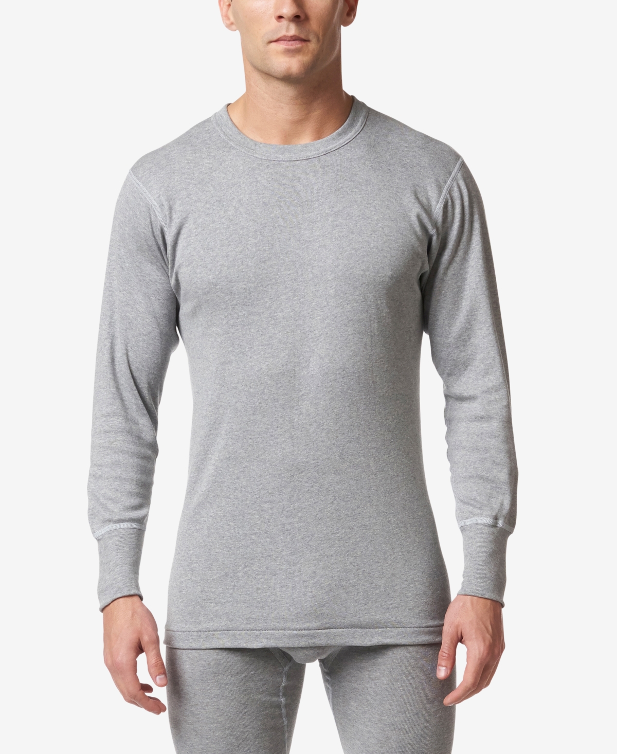 Men's Premium Cotton Rib Thermal Long Sleeve Undershirt - Gray Heather