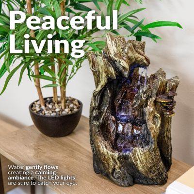 Indoor Home Decorative Cascading Caves Waterfall Tabletop Water Fountain with LED Lights - 14"