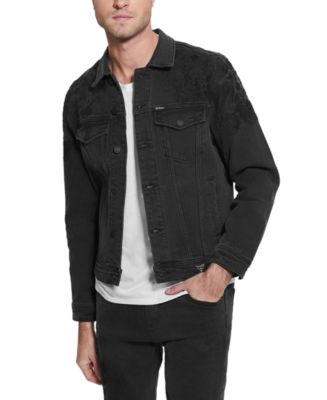 GUESS Men's Dillon Classic Denim Pointed Collar Trucker Jacket