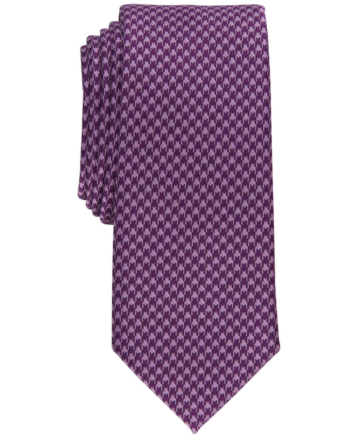 Alfani Men's Moore Houndstooth Tie, Created For Macy's In Purple