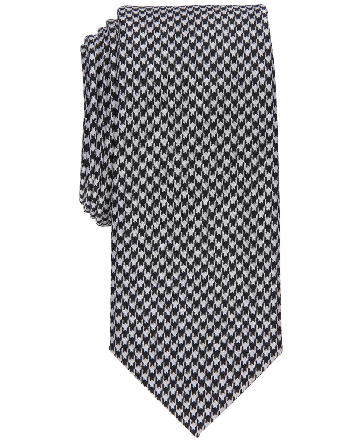Alfani Men's Moore Houndstooth Tie, Created For Macy's In Black,whit