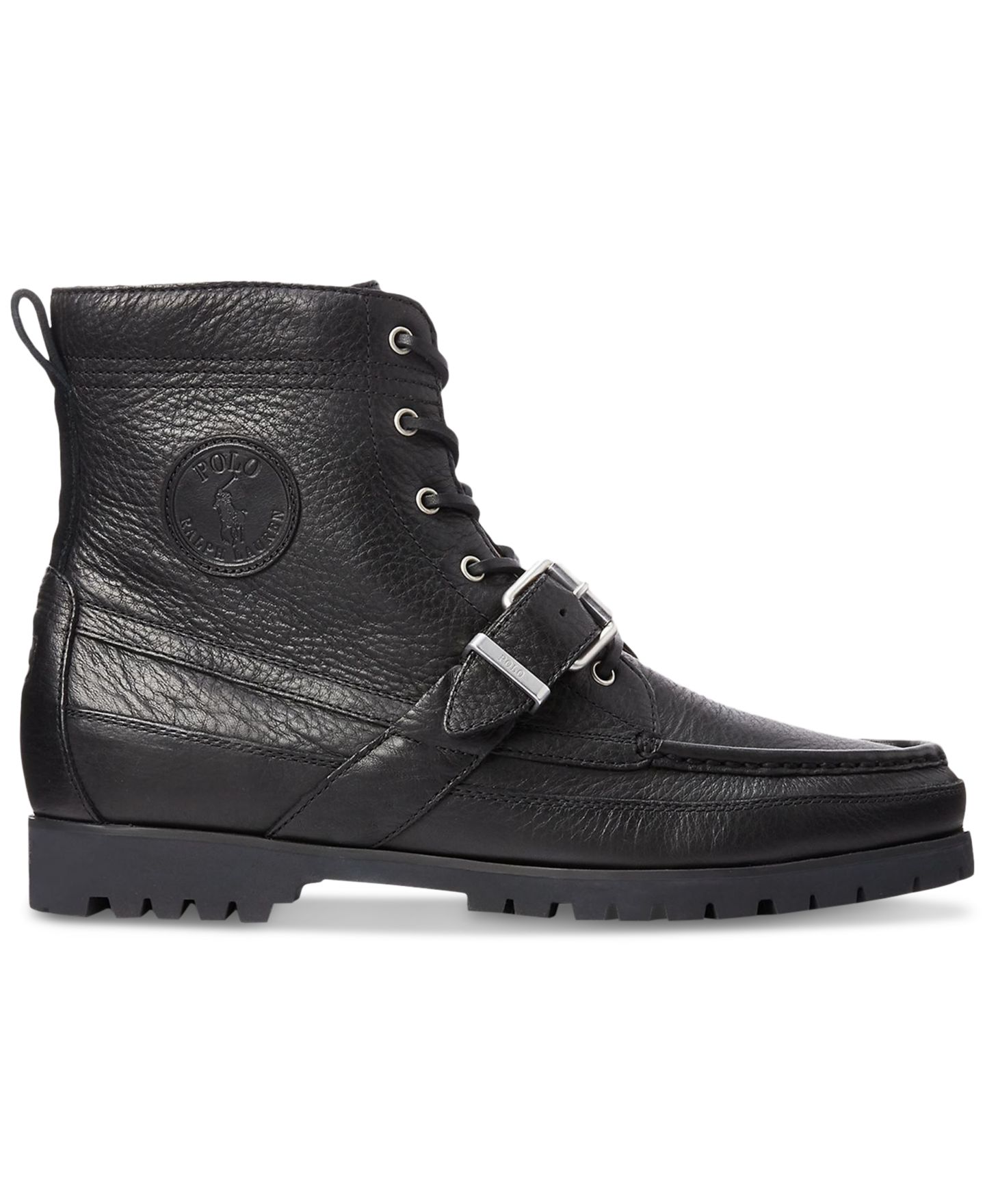 Мужские ботинки Polo Ralph Lauren Ranger Tumbled Leather Boot, цвет: Чёрный — фото 3