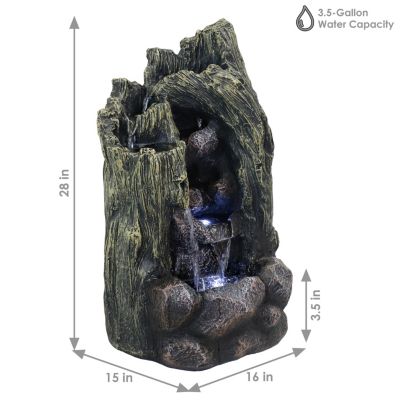 Cavern of Mystery 28-Inch Glass Fiber Reinforced Concrete Outdoor Rock Water Fountain with LED Light