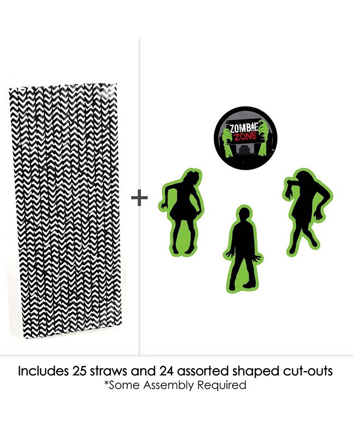 Big Dot of Happiness Zombie Zone Paper Straw Decor Halloween or