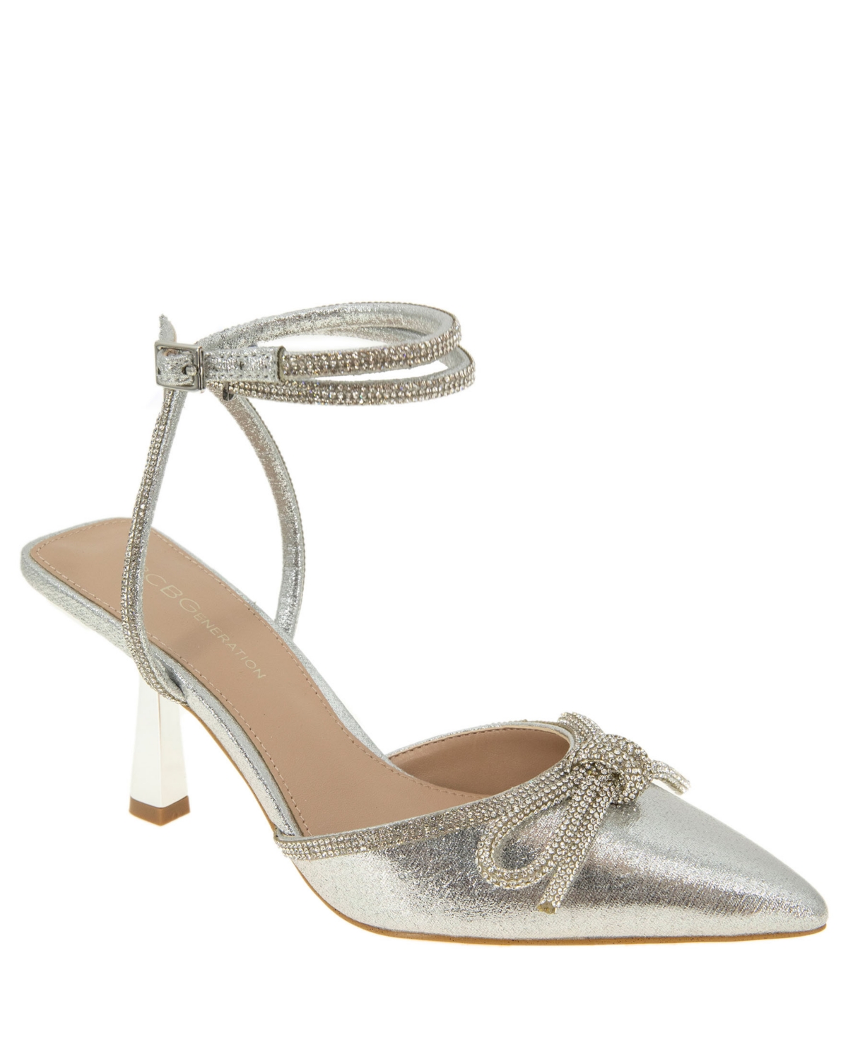 Bcbgeneration Women's Ildy Crystal Bow Pointy Toe Pump In Silver