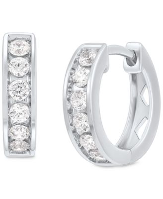 Men's Lab Grown Diamond Small Huggie Hoop Earrings (1/2 ct. t.w.) in 10 White Gold, 1/2"