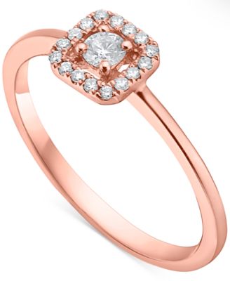 Macy's - Diamond Square Halo Engagement Ring (1/5 ct. t.w.) in 14k Gold