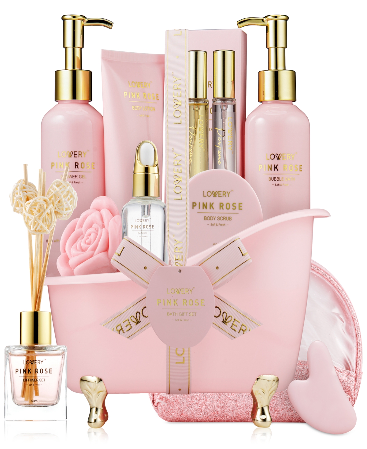 19-Pc. Pink Rose Relaxing Luxury Spa Gift Set