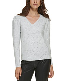 Women's Sparkle V-Neck Sweater