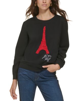 Karl Lagerfeld Paris Sweater Eiffel Tower Rhinestone Womens Size M shops NWT