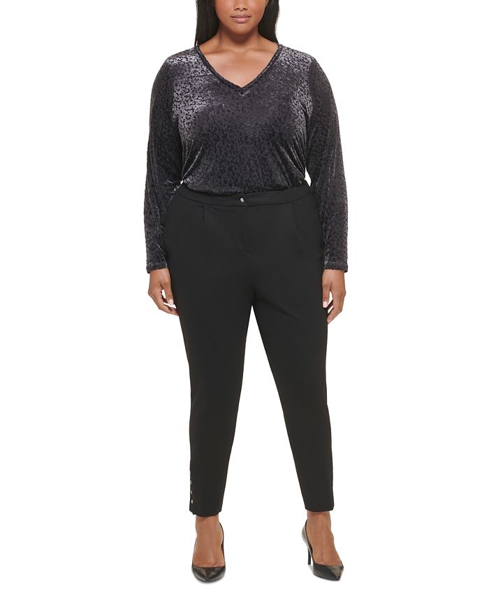 Calvin Klein Plus Size Ponte Pleated SlimLeg Pants Macy's