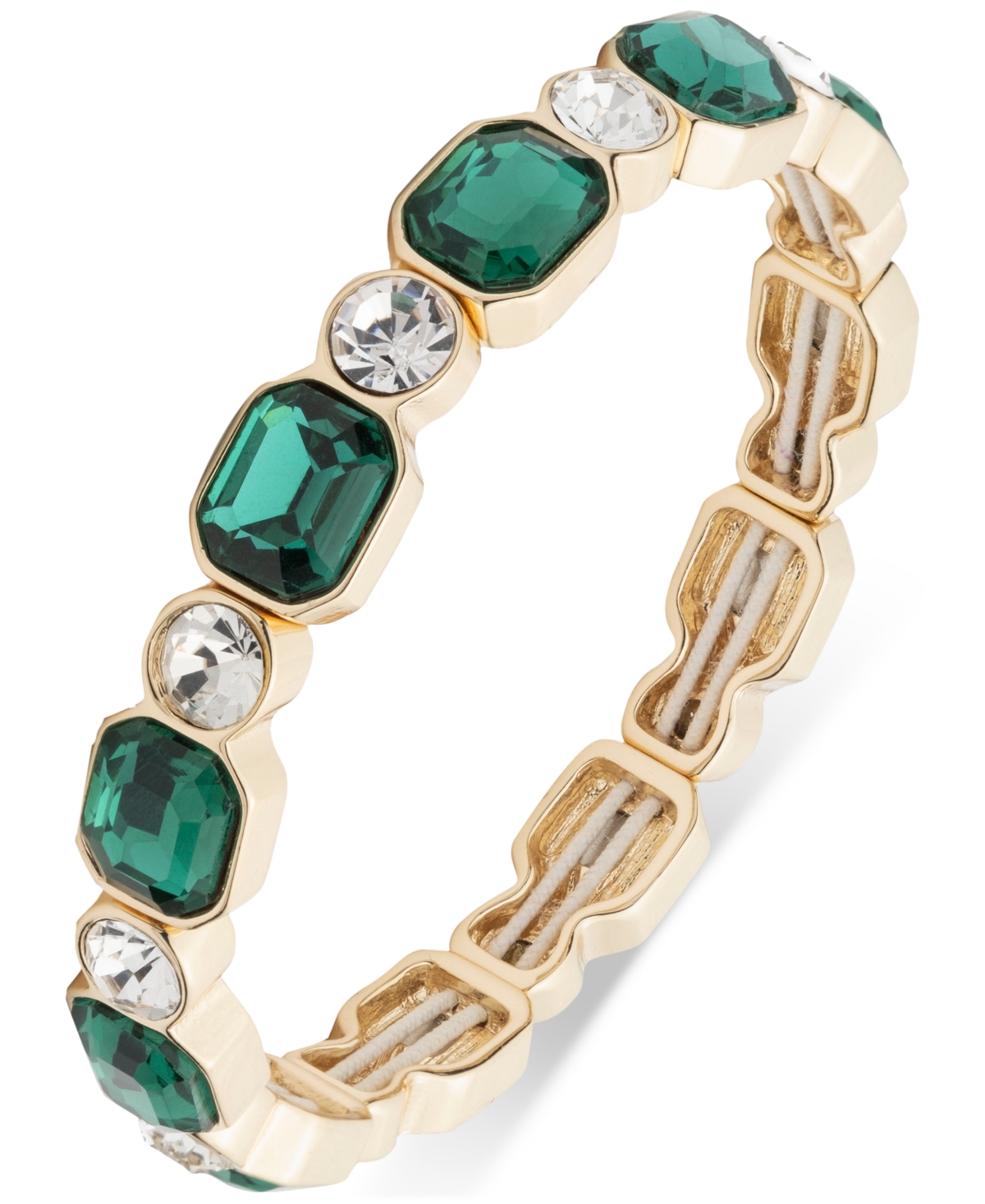 Anne Klein Gold-tone Mixed Color Stone Stretch Bracelet In Green