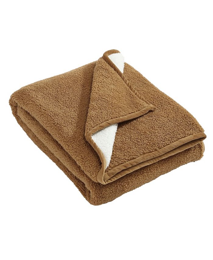 Eddie Bauer Bi Colored Sherpa Reversible Throw Blanket, 60" X 50