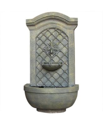 31"H Electric Polystone Rosette Leaf Outdoor Wall-Mount Water Fountain