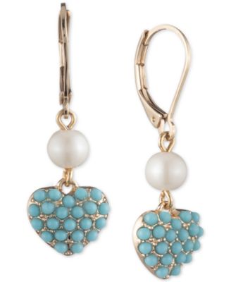 pearl and blue stone earrings