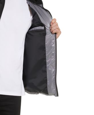 Men's Colorblock Mixed-Media Puffer Jacket