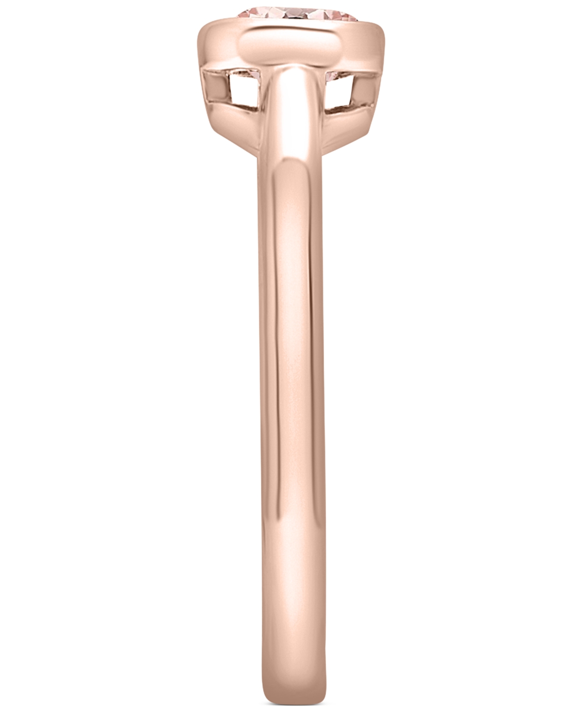 Lab-grownOval Bezel Ring (5/8 ct. t.w.) in 14k Rose Gold-Plated Sterling Silver (Also in Lab-grown Opal) - Morganite
